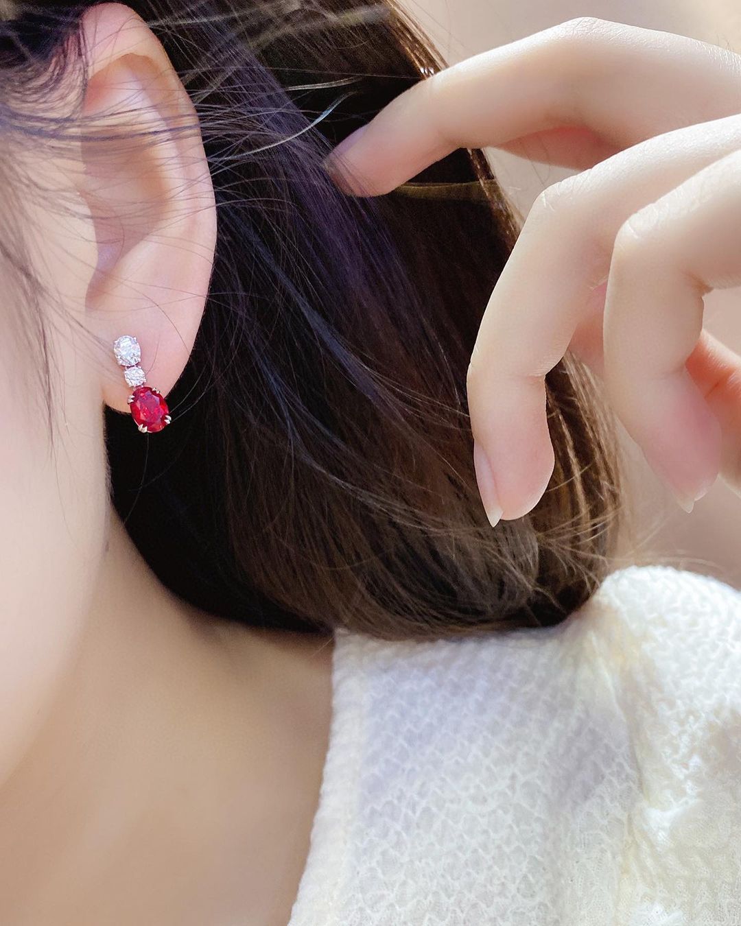 Red Oval Cut Cubic Zirconia Solitaire Drop Earrings For Women | Bridesmaid Wedding Gift Drop Earring  | Stylish Design Earring For Her