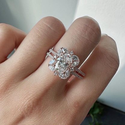 2.8Ct White Oval Cut Halo Ring | Party Wear Ring | Gift For Women | Special Occasion Ring