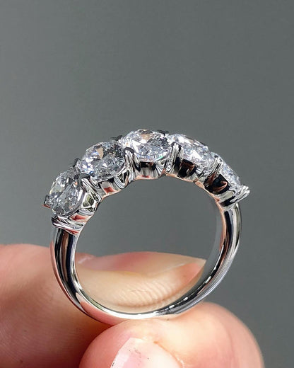 2.2Ct White Oval Cut Half Eternity Band | Birthday Gift Band | Gift For Women | Proposal Band