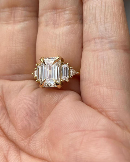 3.1Ct White Emerald Cut Solitaire Ring | Anniversary Gift Ring For Wife | Statement Ring | Gift For Women