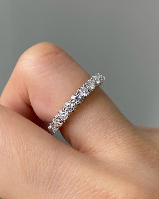 1.2Ct White Round Cut Half Eternity Prong Band | Engagement Band | Fancy Band | Gift For Women