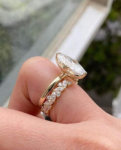 3.1Ct White Oval Cut Solitaire Ring Set | Bridal Wedding Ring Set | Special Occasion Ring Set | Women Jewelry
