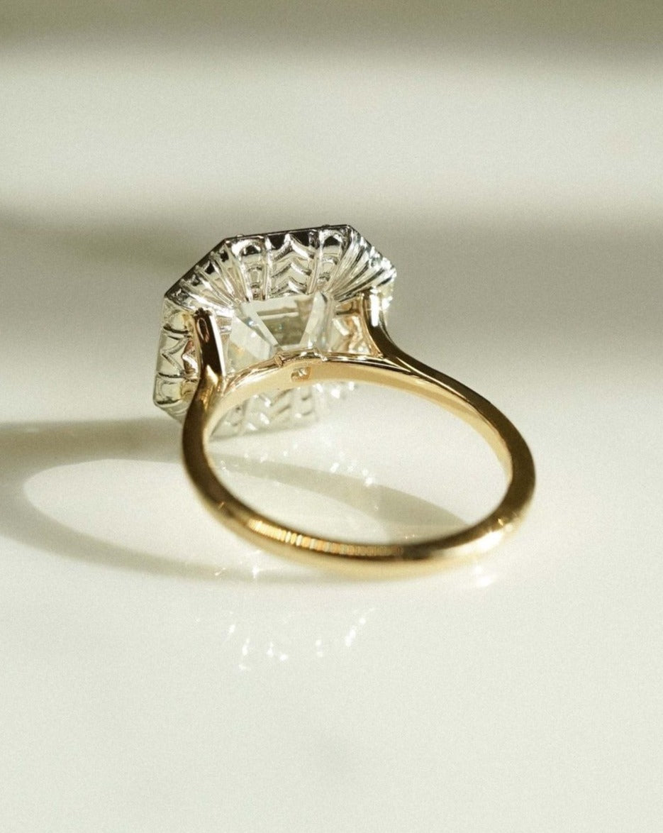 2.8Ct White Asscher Cut Bezel Ring | Wedding Ring For Bridal | Special Occasion Ring | Fashion Jewelry