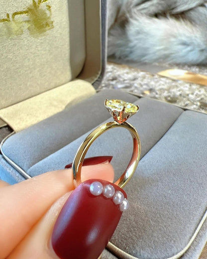 2.8Ct Canary Yellow Cushion Cut Solitaire Ring | Birthday Gift Ring For Mother | Stacking Ring For Her | Simple Design Ring For Women