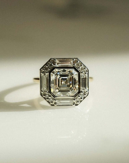 2.8Ct White Asscher Cut Bezel Ring | Wedding Ring For Bridal | Special Occasion Ring | Fashion Jewelry