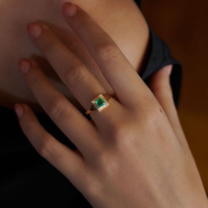 2.5Ct Green Asscher Cut Halo Ring For Her | Birthstone Ring For Mom | Everyday Wear Jewelry | Statement Ring For Women