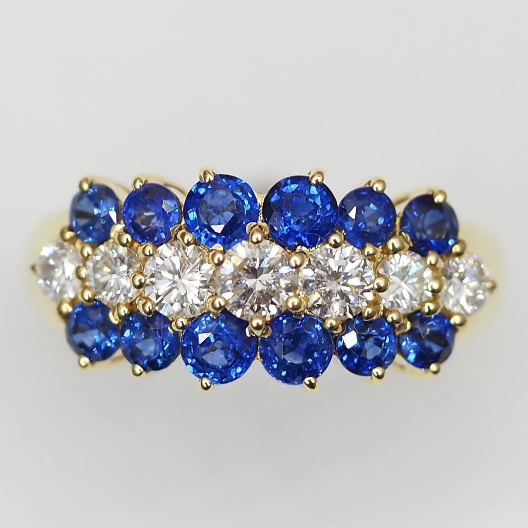1.5Ct Blue And White Round Cut Half Eternity Ring | Party Wear Ring | Occasion Ring | Gift For Her
