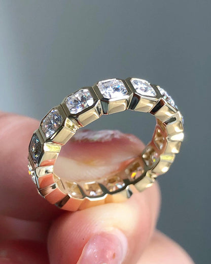 1.5Ct White Cushion Cut Bezel Band | Wedding Band For Bridal | Statement Band | Gift For Women