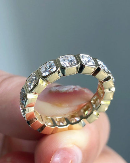 1.5Ct White Cushion Cut Bezel Band | Wedding Band For Bridal | Statement Band | Gift For Women