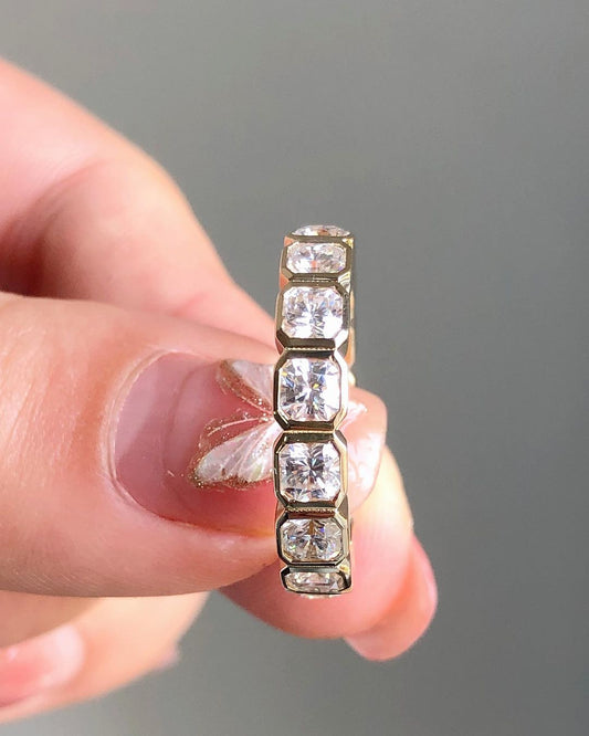 1.5Ct White Cushion Cut Bezel Band | Wedding Band For Bridal | Statement Band | Gift For Women