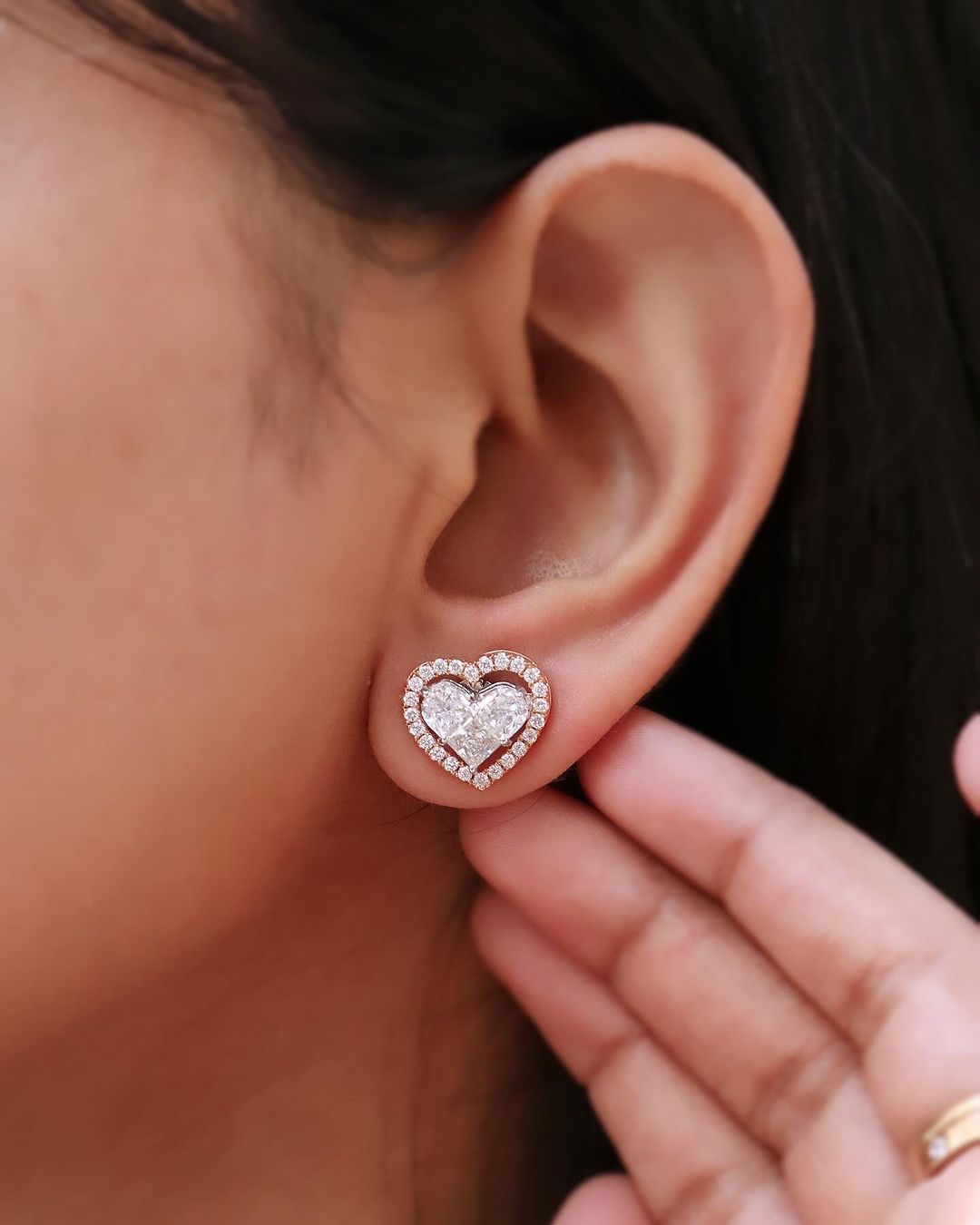 White Heart Cut Cubic Zirconia Halo Stud Earring For Girl | Bridesmaid Wedding Gift Stud Earring | Everyday Elegance Stud Earring