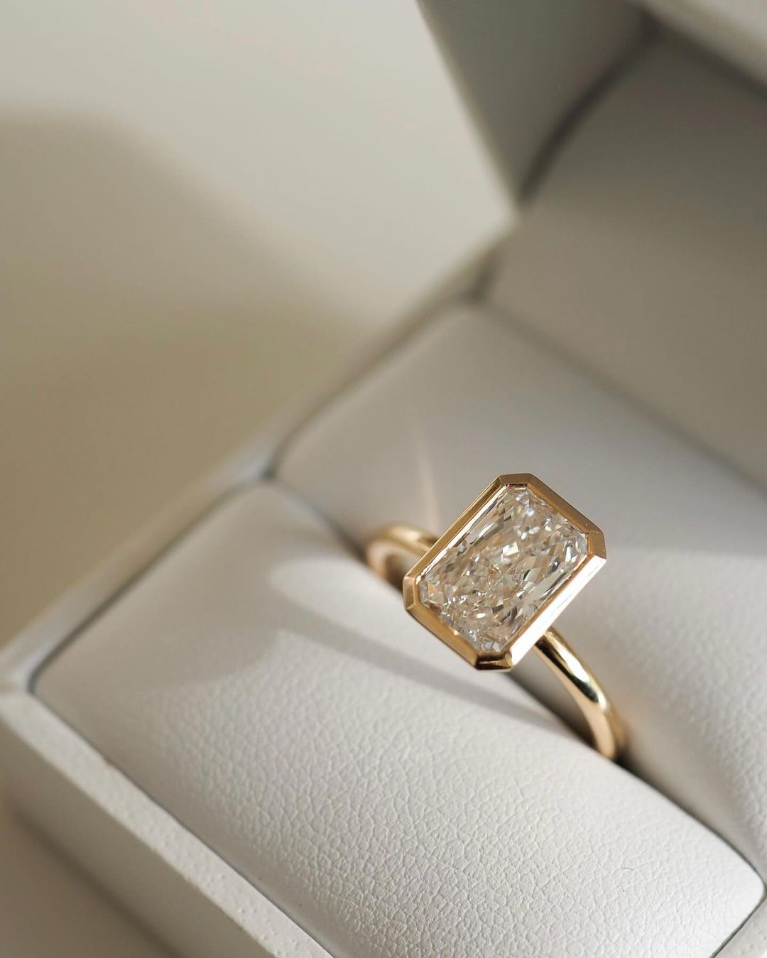 3.10Ct White Radiant Cut Bezel Ring | Birthstone Ring For Women | Daily Wear Ring