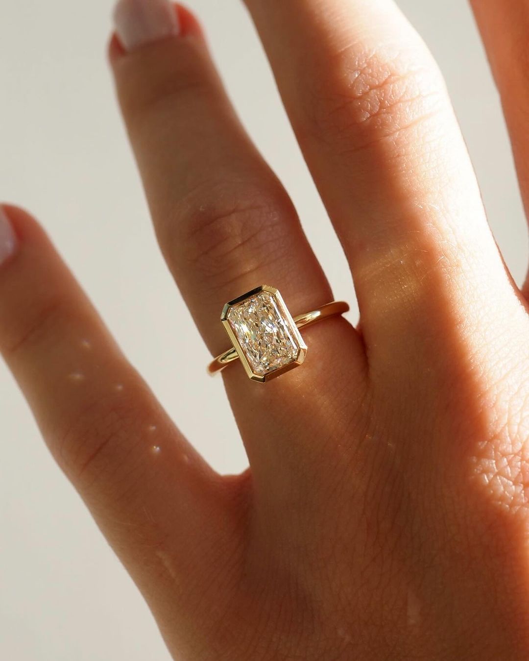 3.10Ct White Radiant Cut Bezel Ring | Birthstone Ring For Women | Daily Wear Ring
