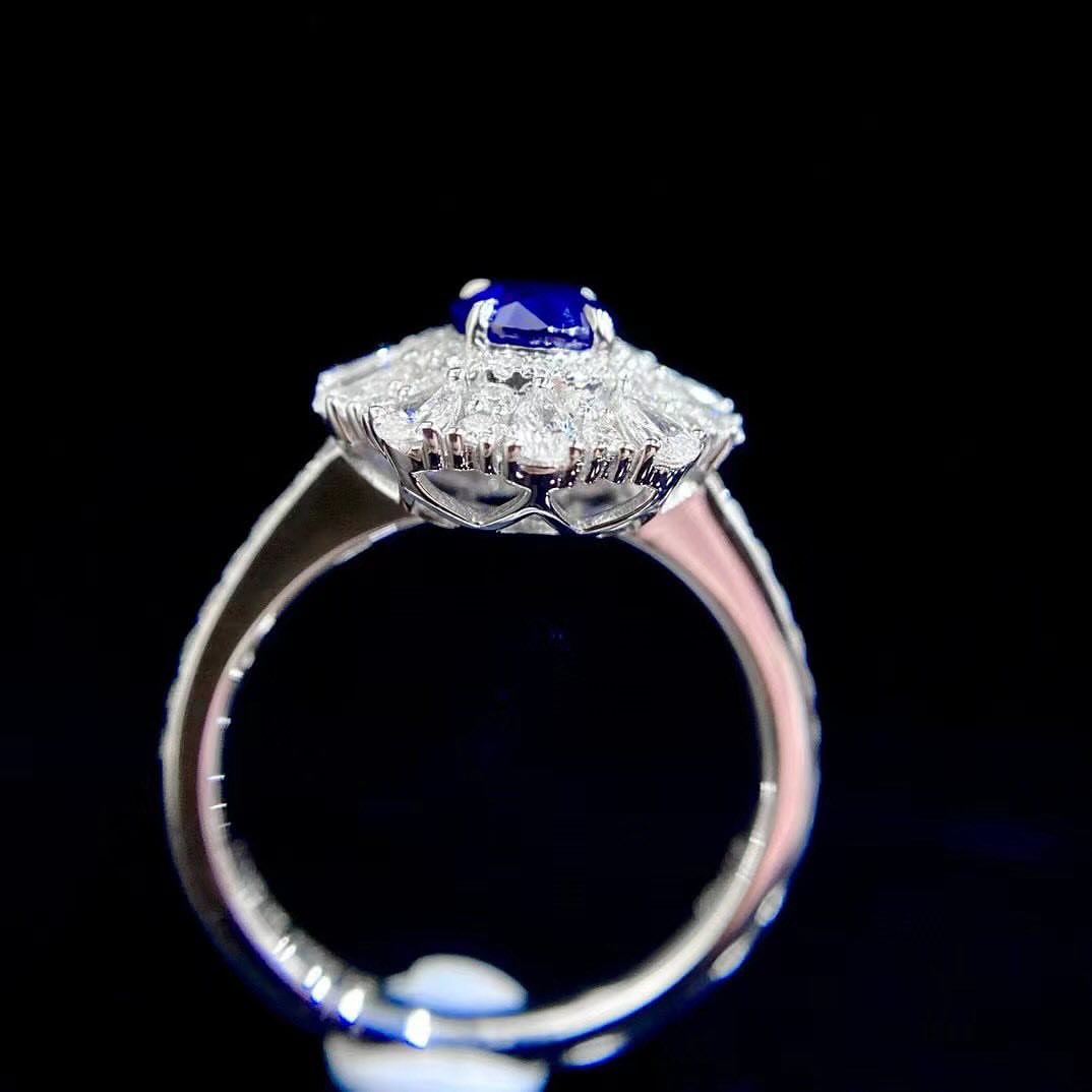 3.2Ct Blue Oval Cut Halo Ring | Party Wear Ring For Women | Wedding Bridal Ring | Personalized Gift