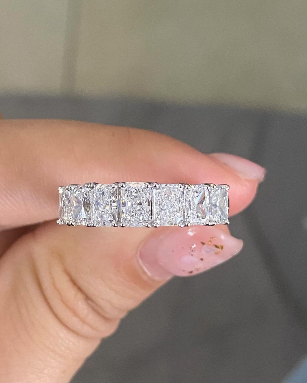 2.4Ct White Radiant Cut Half Eternity And Prong Set Ring | Proposal Ring For Her | Everyday Wear Jewelry Ring | Thank You Gift Ring