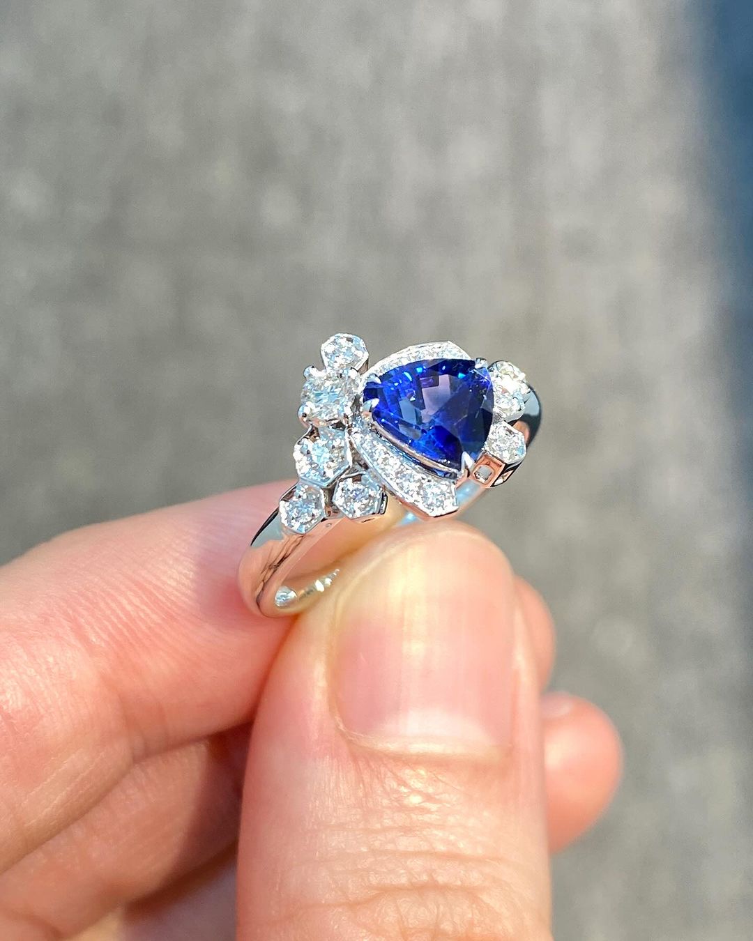 2.6Ct Blue Trillion Cut Solitaire Ring | Wedding Bridal Ring | Unique Ring | Pretty Ring