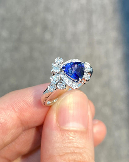 2.6Ct Blue Trillion Cut Solitaire Ring | Wedding Bridal Ring | Unique Ring | Pretty Ring