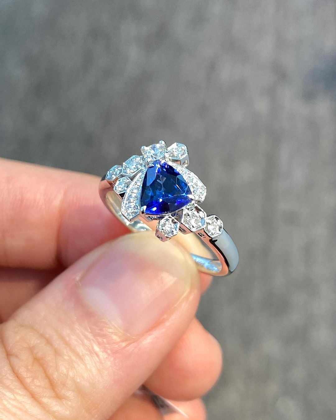 2.6Ct Blue Trillion Cut Solitaire Ring | Wedding Bridal Ring | Unique Ring | Pretty Ring