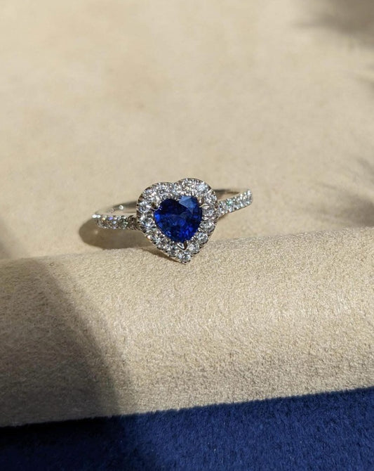 2.2Ct Blue Heart Cut Halo Ring | Engagement Proposal Ring | Lovable Ring | Gift For Her