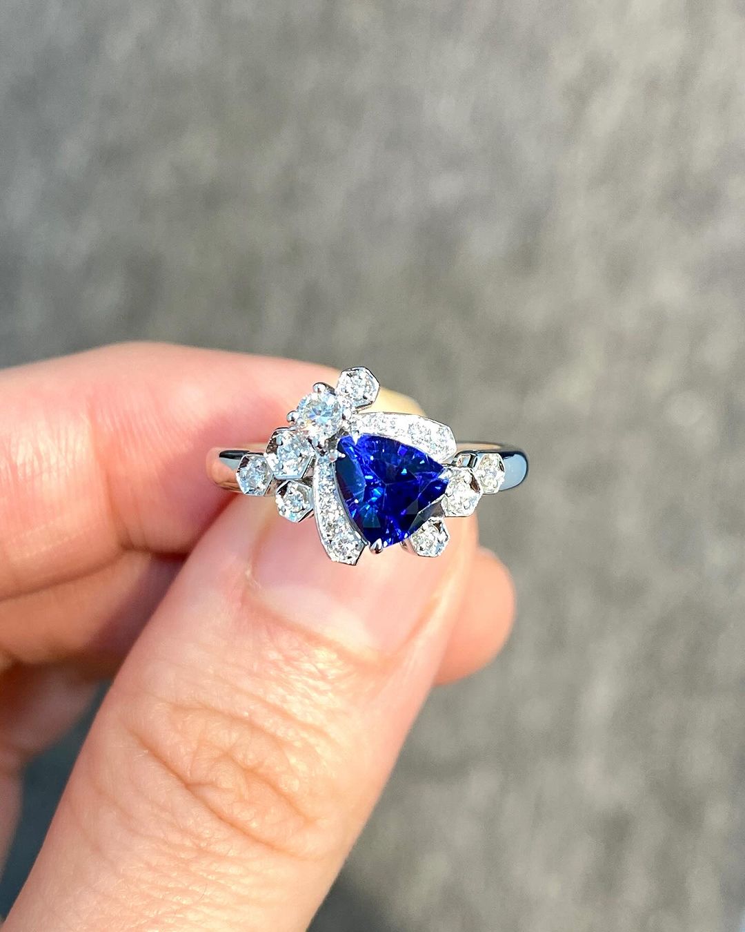 2.6Ct Blue Trillion Cut Solitaire Ring | Wedding Bridal Ring | Unique Ring | Pretty Ring