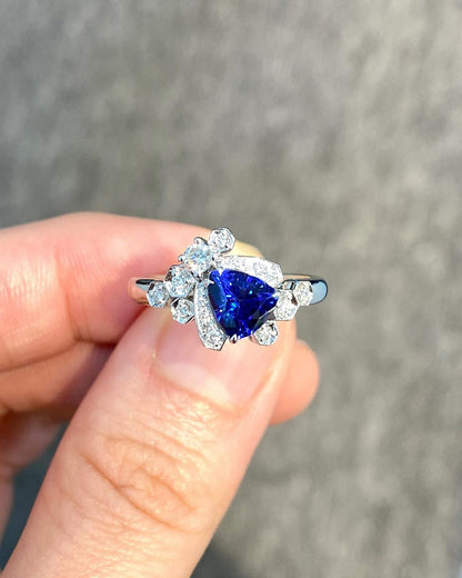 2.6Ct Blue Trillion Cut Solitaire Ring | Wedding Bridal Ring | Unique Ring | Pretty Ring