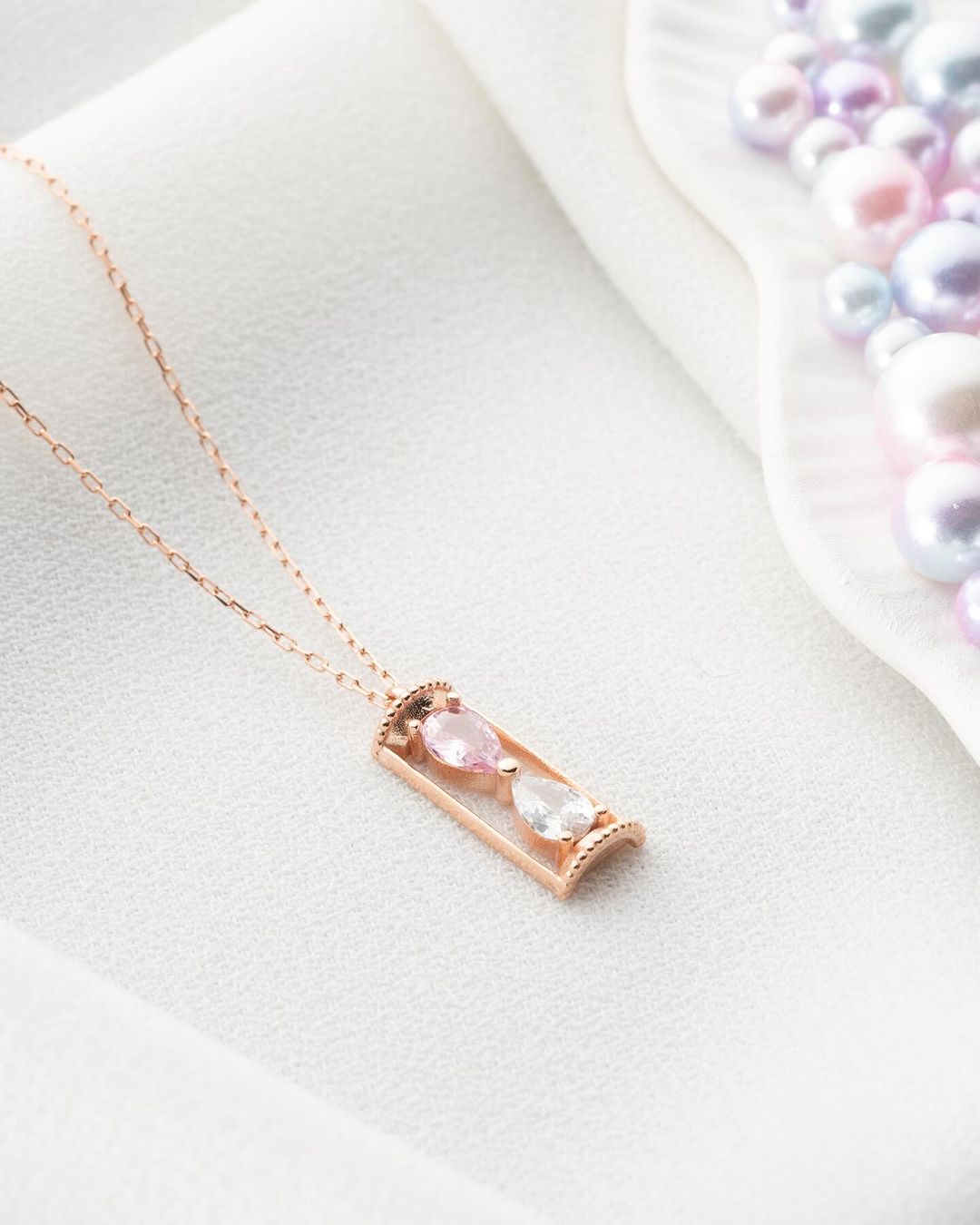 Hourglass Shape 2.77Ct White And Light Pink Pear Cut Two Stone Pendant | Surprise Gift Pendant | Study Collection Gift | Jewelry Collection