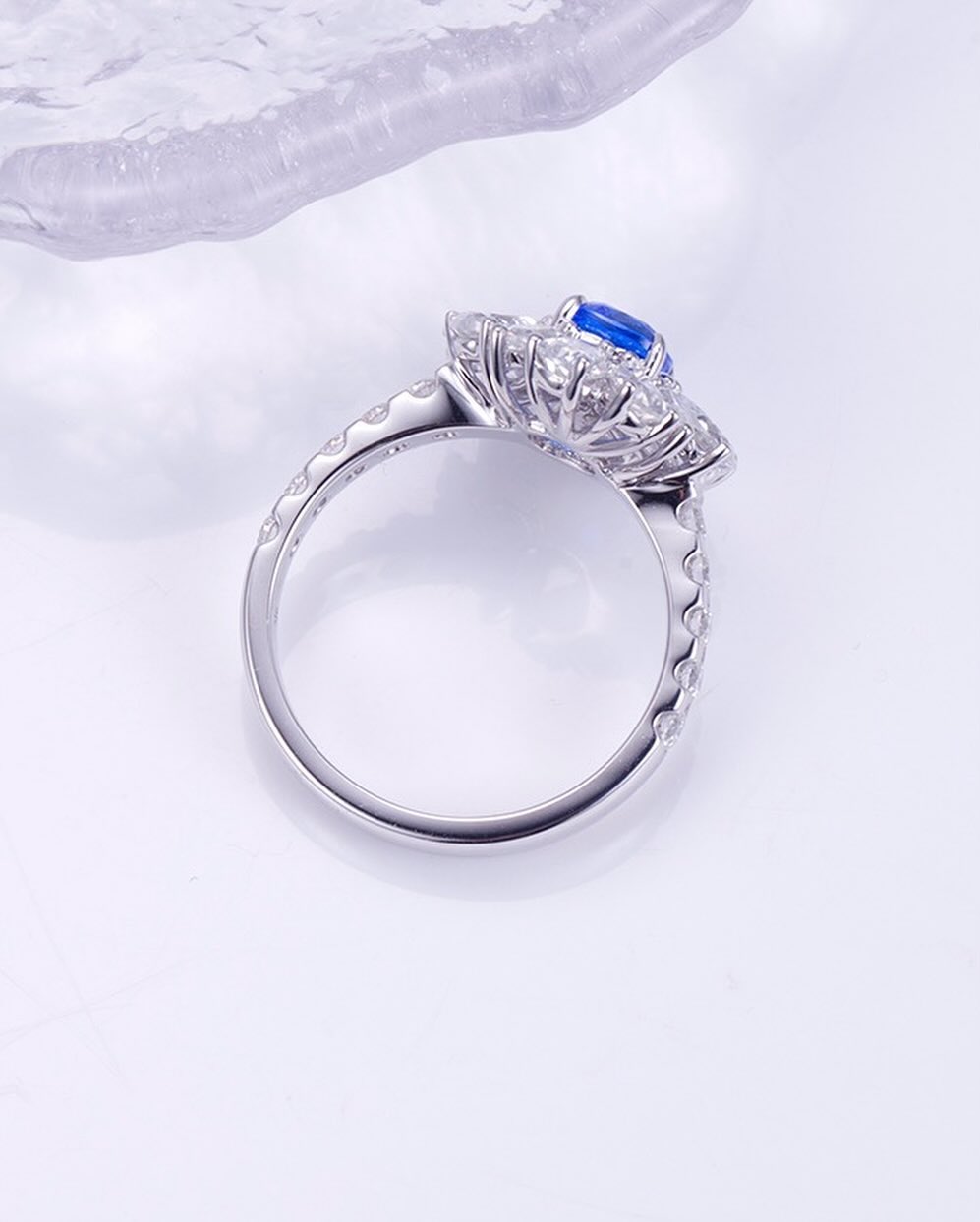3.2Ct Blue Cushion Cut Solitaire Ring | Party Wear Ring | Glamorous Ring | Fashionable Ring