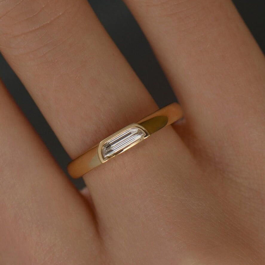 1.2CT White Half Moon Cut Bezel Ring | Promise Ring For Her | Minimalist Ring | Thank You Gift Ring