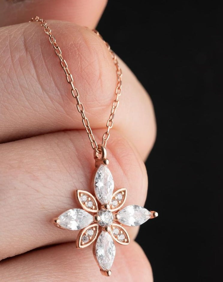 Flower Shape 2.20Ct White Round Cut Prong Pendant | Surprise Gift Pendant | Minimalist Pendant For Her | Stylish Pendant For Women