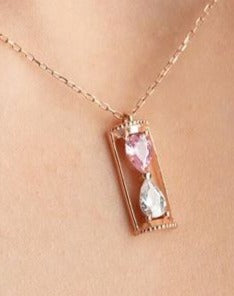 Hourglass Shape 2.77Ct White And Light Pink Pear Cut Two Stone Pendant | Surprise Gift Pendant | Study Collection Gift | Jewelry Collection