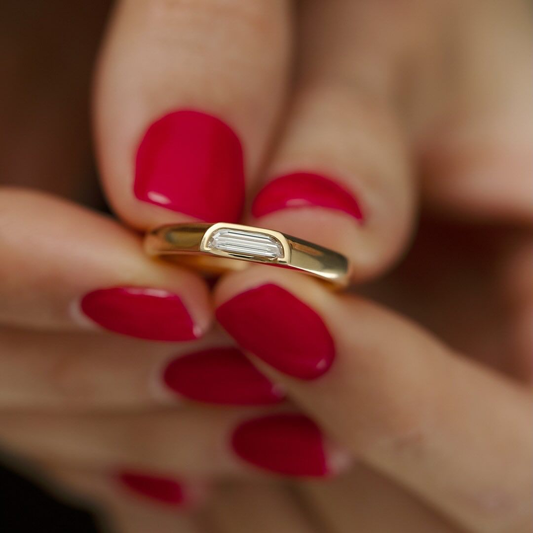 1.2CT White Half Moon Cut Bezel Ring | Promise Ring For Her | Minimalist Ring | Thank You Gift Ring