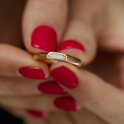 1.2CT White Half Moon Cut Bezel Ring | Promise Ring For Her | Minimalist Ring | Thank You Gift Ring
