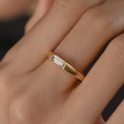 1.2CT White Half Moon Cut Bezel Ring | Promise Ring For Her | Minimalist Ring | Thank You Gift Ring