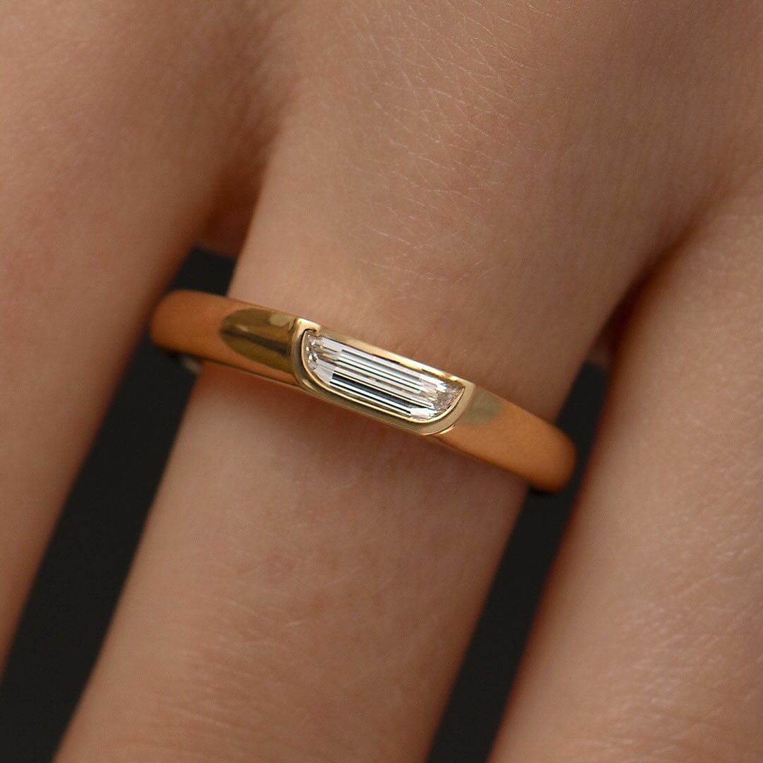 1.2CT White Half Moon Cut Bezel Ring | Promise Ring For Her | Minimalist Ring | Thank You Gift Ring