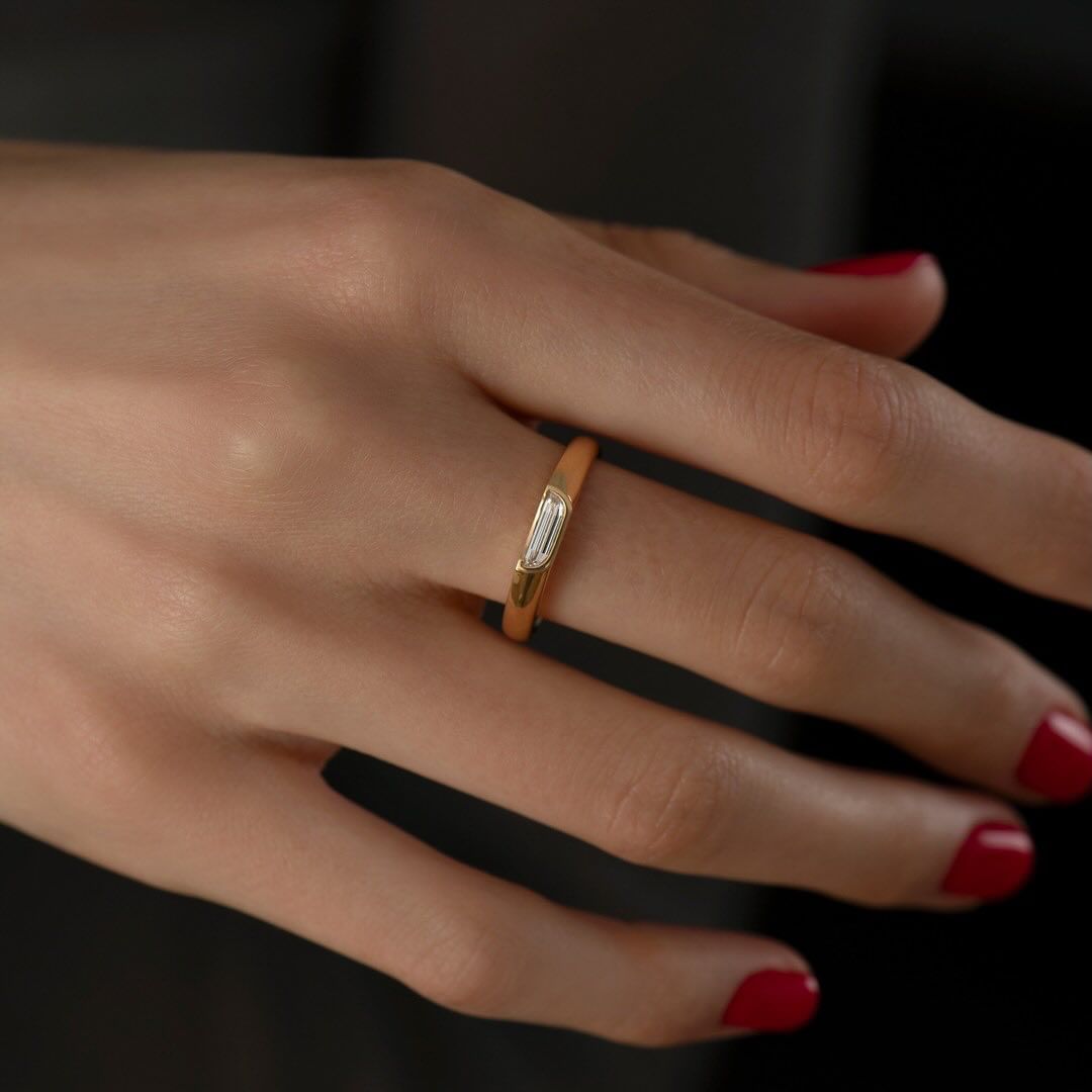 1.2CT White Half Moon Cut Bezel Ring | Promise Ring For Her | Minimalist Ring | Thank You Gift Ring
