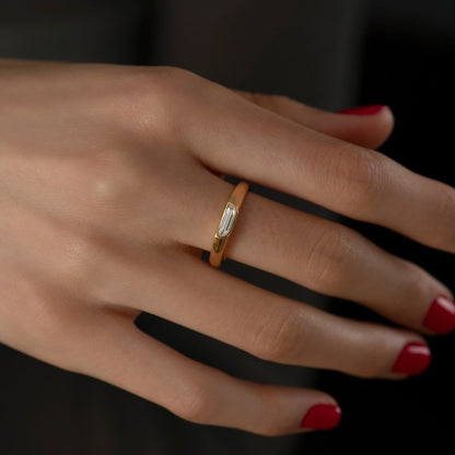1.2CT White Half Moon Cut Bezel Ring | Promise Ring For Her | Minimalist Ring | Thank You Gift Ring