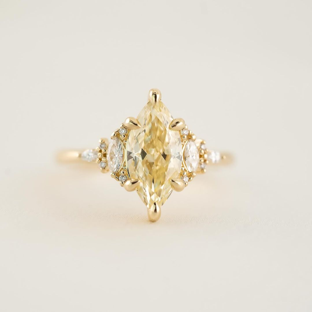 2.6Ct Canary Yellow Marquise Cut Solitaire Ring | Anniversary Gift Ring | Customize Ring | Timeless Design