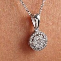 2.80Ct White Round Cut Cluster With Halo Pendant | Handmade Pendant For Her | Timeless Design | Statement Pendant