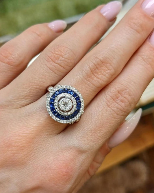 1.5CT White Round Cut Halo Ring | Special Occasion Ring | Fashionable Ring | Designer Ring