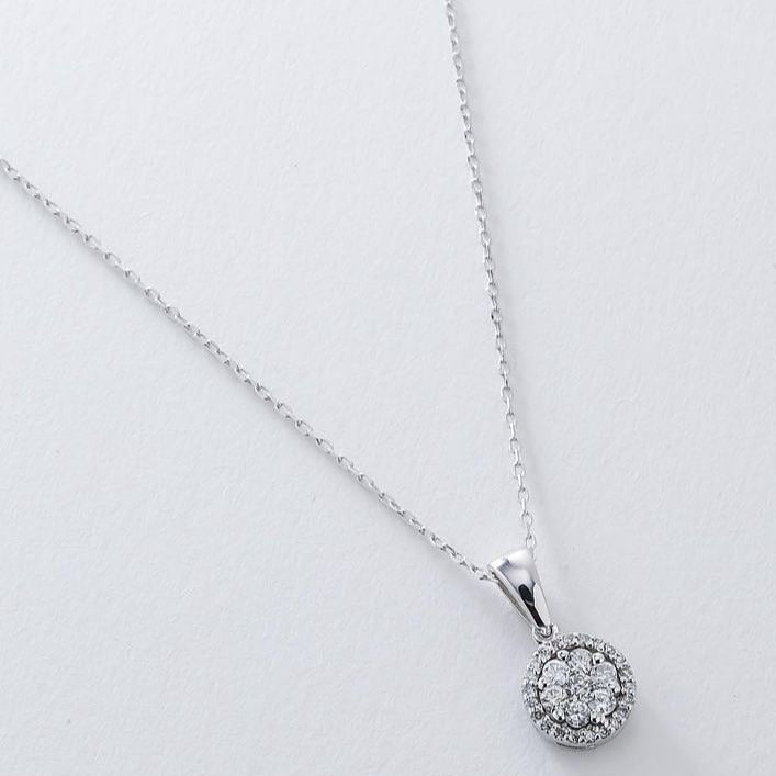 2.80Ct White Round Cut Cluster With Halo Pendant | Handmade Pendant For Her | Timeless Design | Statement Pendant