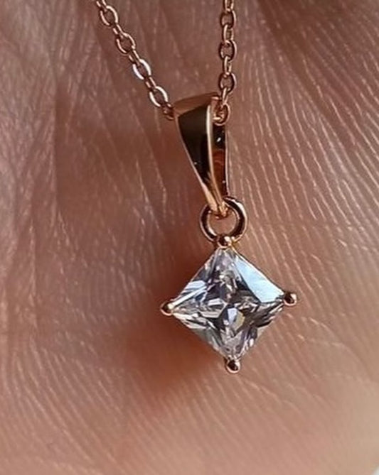 2.50Ct White Princess Cut Solitaire Pendant | Daily Wear Pendant | Classic Pendant  For Women | Proposal Pendant
