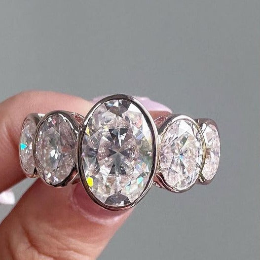 3.10Ct White Oval Cut Bezel Ring | Special Occasion Ring | Engagement Ring | Elegant Ring | Fashion Jewelry