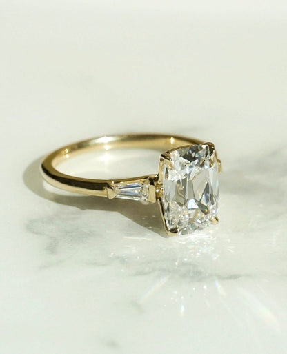 2.6CT White Cushion Cut Three Stone Ring | Engagement Ring For Fiancee | Statement Ring | Daily Wear Ring