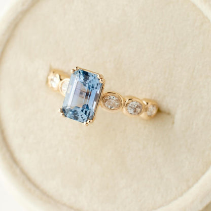 3.6CT Aquamarine Emerald Cut Solitaire Ring | Engagement Ring For Fiancee | Timeless Design | Thank You Gift Ring