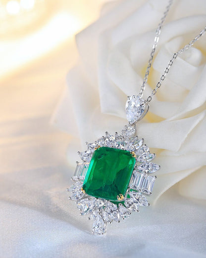 3.50Ct Green Emerald Cut Solitaire Pendant | Party Wear Pendant For Her | Wedding Gift Pendant For Bridal | Sophisticated Pendant For Women