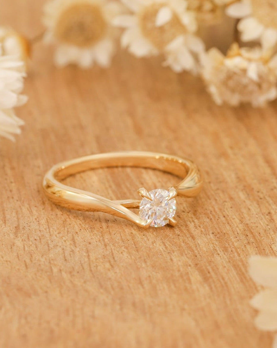 2.2Ct White Round Cut Tension Ring | Proposal Ring For Girlfriend | Delicate Solo Diamond Ring | Gift For Women