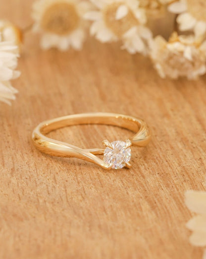 2.2Ct White Round Cut Tension Ring | Proposal Ring For Girlfriend | Delicate Solo Diamond Ring | Gift For Women