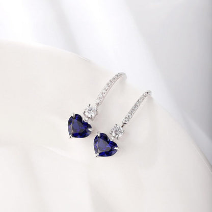 Blue Heart Cut Cubic Zirconia Solitaire Drop Earring For Women | Anniversary Gift Earring For Wife |  Surprise Gift For Her