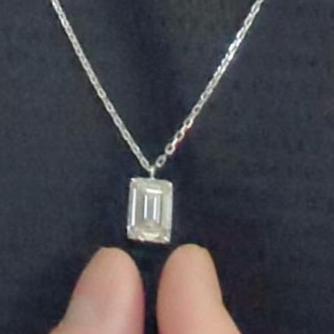 3.10Ct White Emerald Cut Solitaire Pendant | Daily Wear Pendant For Women | Birthstone Gift Pendant | Minimalist Pendant | Jewelry Collection