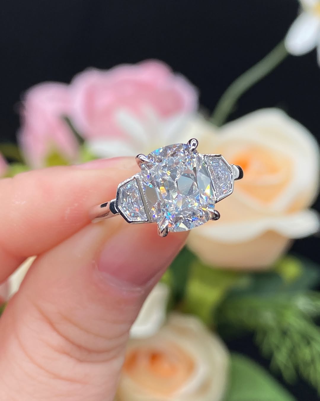 3.20Ct White Cushion Cut Solitaire Ring | Party Wear Ring For Women | Modern Bridal Ring | Personalized Gift